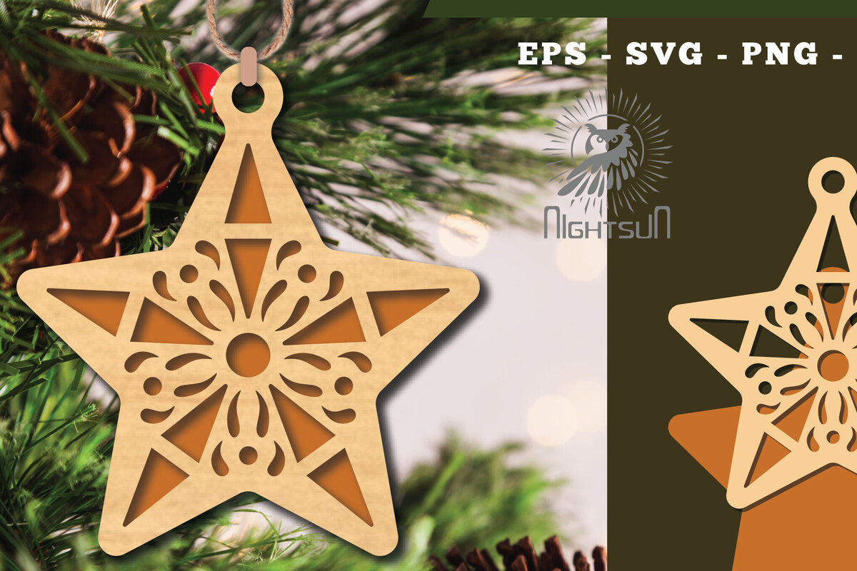 Intra απο ξύλο plywood 3mm-4mm πάχος – Στολίδι Star 4 Δίασταση  20x20 cm INTRAFABR-112131700