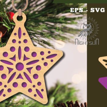 Intra απο ξύλο plywood 3mm-4mm πάχος – Στολίδι Star 5 Δίασταση  20x20 cm INTRAFABR-112131743 - Image 1