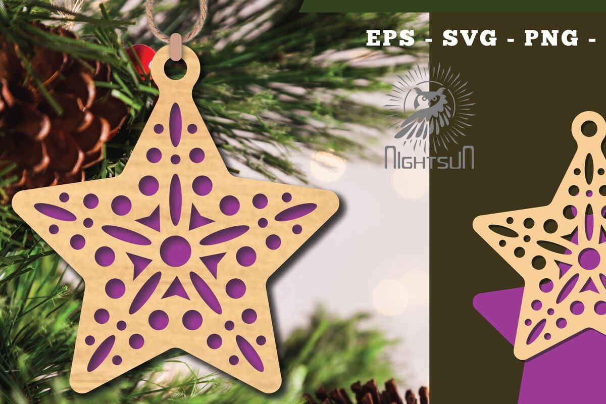 Intra απο ξύλο plywood 3mm-4mm πάχος – Στολίδι Star 5 Δίασταση  20x20 cm INTRAFABR-112131743