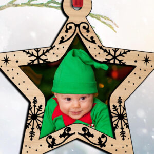 Intra απο ξύλο plywood 3mm-4mm πάχος – Star My First Christmas Baby Picture Δίασταση  20x20 cm INTRAFABR-108449584