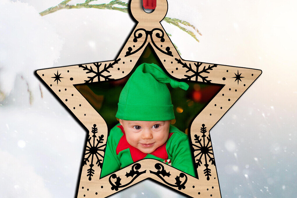 Intra απο ξύλο plywood 3mm-4mm πάχος – Star My First Christmas Baby Picture Δίασταση  20x20 cm INTRAFABR-108449584