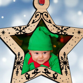 Intra απο ξύλο plywood 3mm-4mm πάχος – Star My First Christmas Baby Picture Δίασταση  20x20 cm INTRAFABR-108449584 - Image 2