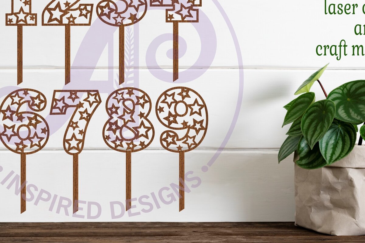 Intra απο ξύλο plywood 3mm-4mm πάχος – Star Number Cake Toppers Δίασταση  20x20 cm INTRAFABR-95885527