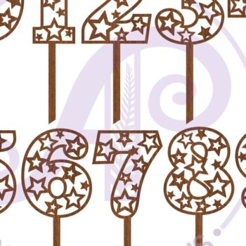 Intra απο ξύλο plywood 3mm-4mm πάχος – Star Number Cake Toppers Δίασταση  20x20 cm INTRAFABR-95885527 - Image 3