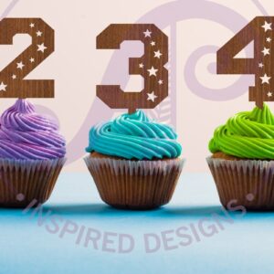 Intra απο ξύλο plywood 3mm-4mm πάχος – Star Number Cupcake Toppers, 10 σχέδια Δίασταση  20x20 cm INTRAFABR-93488958