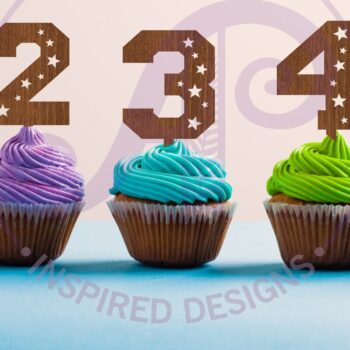 Intra απο ξύλο plywood 3mm-4mm πάχος – Star Number Cupcake Toppers, 10 σχέδια Δίασταση  20x20 cm INTRAFABR-93488958 - Image 1