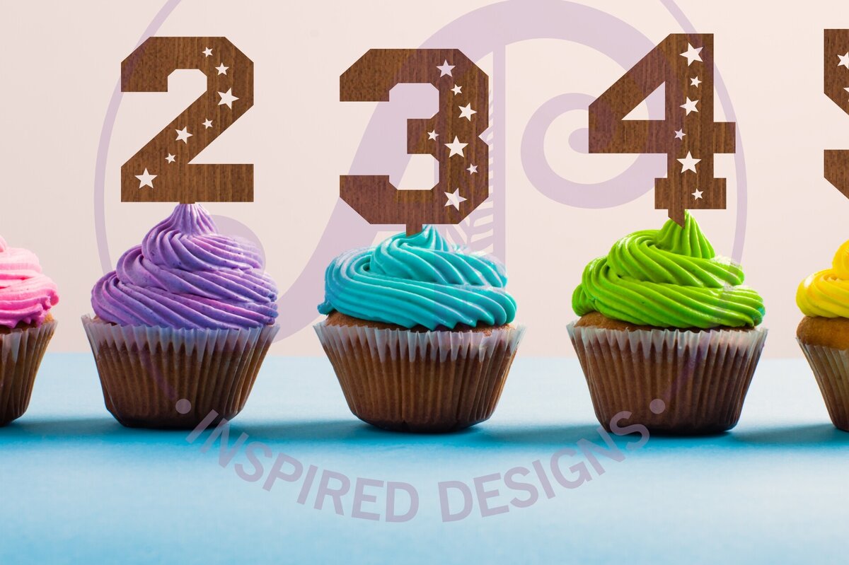 Intra απο ξύλο plywood 3mm-4mm πάχος – Star Number Cupcake Toppers, 10 σχέδια Δίασταση  20x20 cm INTRAFABR-93488958