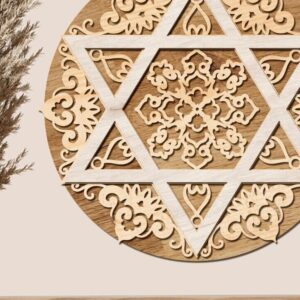 Intra απο ξύλο plywood 3mm-4mm πάχος – Star of DavΠολυστρωματική διακόσμηση τοίχου Δίασταση  40x30 cm INTRAFABR-83859094