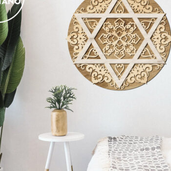 Intra απο ξύλο plywood 3mm-4mm πάχος – Star of DavΠολυστρωματική διακόσμηση τοίχου Δίασταση  40x30 cm INTRAFABR-83859094 - Image 5