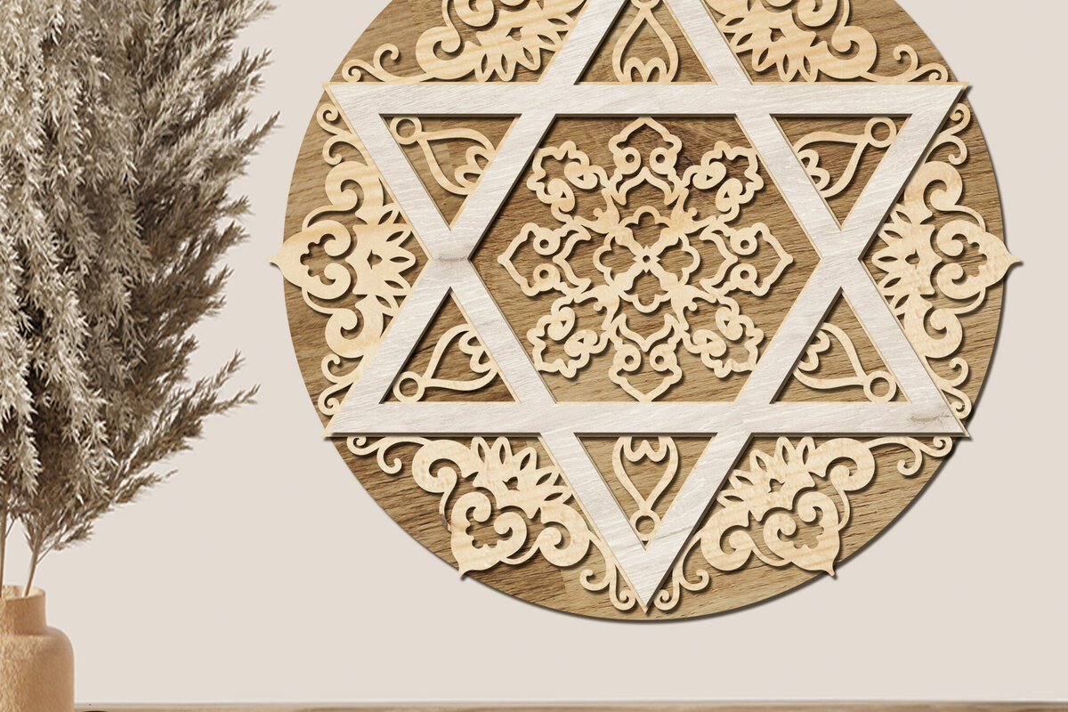 Intra απο ξύλο plywood 3mm-4mm πάχος – Star of DavΠολυστρωματική διακόσμηση τοίχου Δίασταση  40x30 cm INTRAFABR-83797818