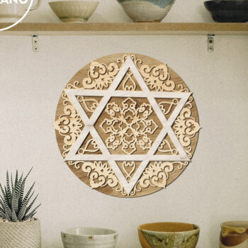 Intra απο ξύλο plywood 3mm-4mm πάχος – Star of DavΠολυστρωματική διακόσμηση τοίχου Δίασταση  40x30 cm INTRAFABR-83797818 - Image 2