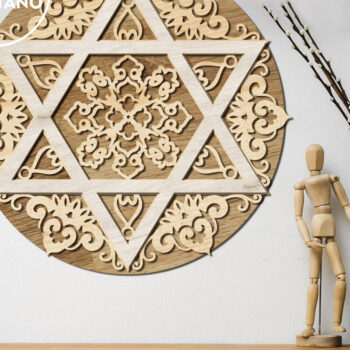 Intra απο ξύλο plywood 3mm-4mm πάχος – Star of DavΠολυστρωματική διακόσμηση τοίχου Δίασταση  40x30 cm INTRAFABR-83797818 - Image 4