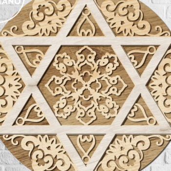 Intra απο ξύλο plywood 3mm-4mm πάχος – Star of DavΠολυστρωματική διακόσμηση τοίχου Δίασταση  40x30 cm INTRAFABR-83797818 - Image 6