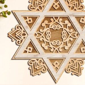 Intra απο ξύλο plywood 3mm-4mm πάχος – Star of David, Πολυστρωματική διακόσμηση τοίχου Δίασταση  40x30 cm INTRAFABR-84232464