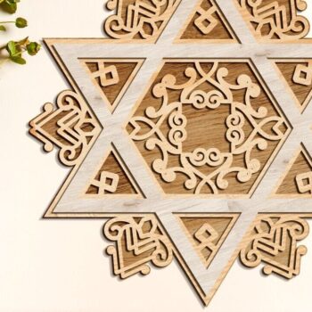 Intra απο ξύλο plywood 3mm-4mm πάχος – Star of David, Πολυστρωματική διακόσμηση τοίχου Δίασταση  40x30 cm INTRAFABR-84232464 - Image 1
