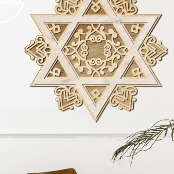 Intra απο ξύλο plywood 3mm-4mm πάχος – Star of David, Πολυστρωματική διακόσμηση τοίχου Δίασταση  40x30 cm INTRAFABR-84232464 - Image 3