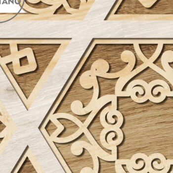 Intra απο ξύλο plywood 3mm-4mm πάχος – Star of David, Πολυστρωματική διακόσμηση τοίχου Δίασταση  40x30 cm INTRAFABR-84232464 - Image 6