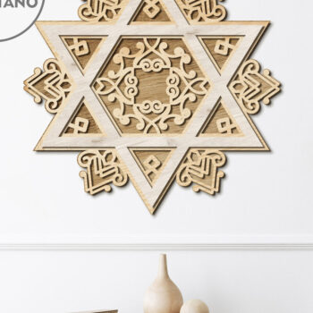 Intra απο ξύλο plywood 3mm-4mm πάχος – Star of David, Πολυστρωματική διακόσμηση τοίχου Δίασταση  40x30 cm INTRAFABR-84232464 - Image 9