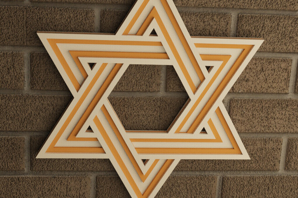 Intra απο ξύλο plywood 3mm-4mm πάχος – Στολίδι Star of David Δίασταση  20x20 cm INTRAFABR-115164114