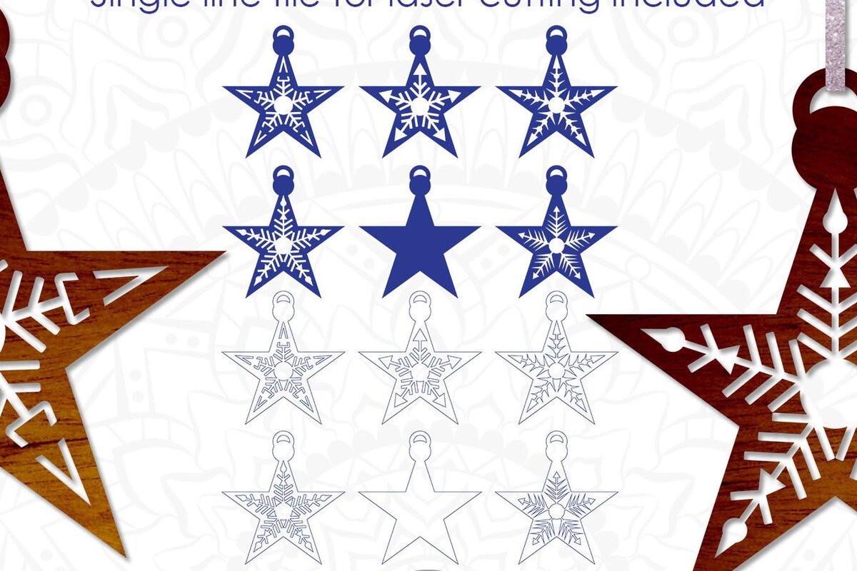 Intra απο ξύλο plywood 3mm-4mm πάχος – Star Ornament, Χριστουγεννιάτικο Στολίδι Δίασταση  20x20 cm INTRAFABR-41584831