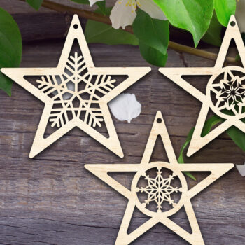 Intra απο ξύλο plywood 3mm-4mm πάχος – Στολίδια αστεριών Δίασταση  20x20 cm INTRAFABR-52980250 - Image 1