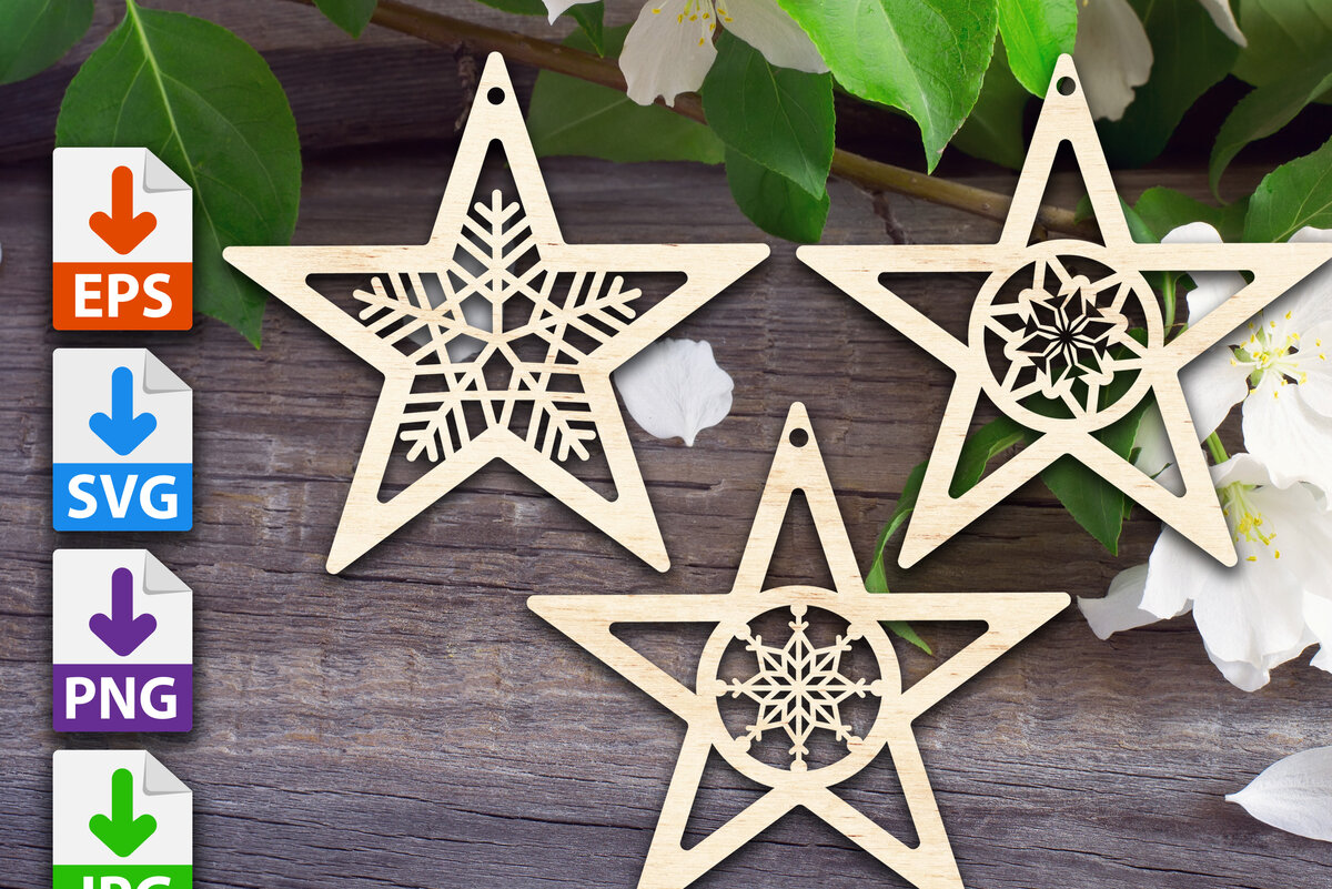 Intra απο ξύλο plywood 3mm-4mm πάχος – Στολίδια αστεριών Δίασταση  20x20 cm INTRAFABR-52980250