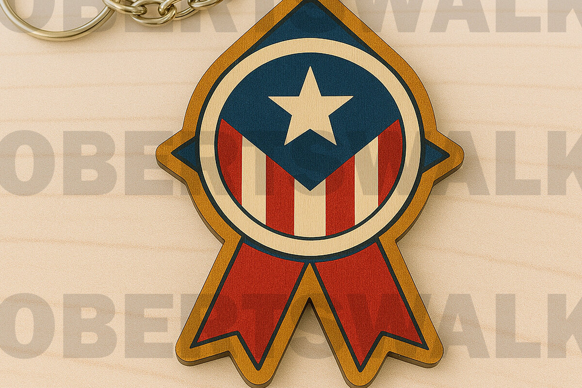 Intra απο ξύλο plywood 3mm-4mm πάχος – Star Ribbon Badge Δίασταση  20x20 cm INTRAFABR-122934475