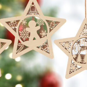 Intra απο ξύλο plywood 3mm-4mm πάχος – Χειροτεχνία Χριστουγεννιάτικων Διακοσμήσεων σε σχήμα αστεριού Δίασταση 20x20 cm INTRAFABR-106669240