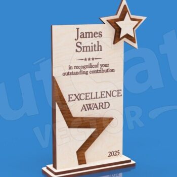 Intra απο ξύλο plywood 3mm-4mm πάχος – Star Shape Trophy – Πρότυπο βραβείων Δίασταση  20x20 cm INTRAFABR-123673842 - Image 4