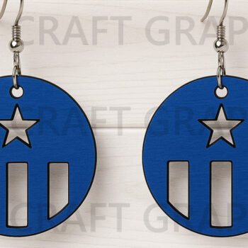 Intra απο ξύλο plywood 3mm-4mm πάχος – Σκουλαρίκια με κύκλο με αστέρι Δίασταση  5x5 cm INTRAFABR-122655443 - Image 1