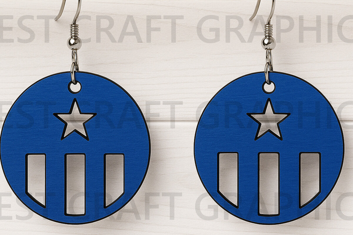 Intra απο ξύλο plywood 3mm-4mm πάχος – Σκουλαρίκια με κύκλο με αστέρι Δίασταση  5x5 cm INTRAFABR-122655443