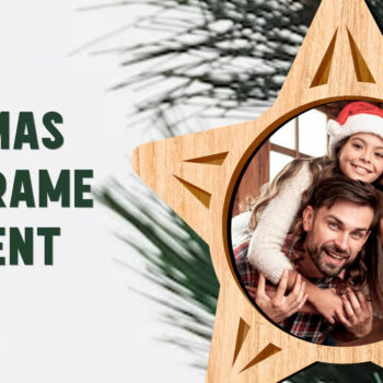 Intra απο ξύλο plywood 3mm-4mm πάχος – Star. Χριστουγεννιάτικο στολίδι κορνίζας Δίασταση  20x20 cm INTRAFABR-81910382 - Image 1