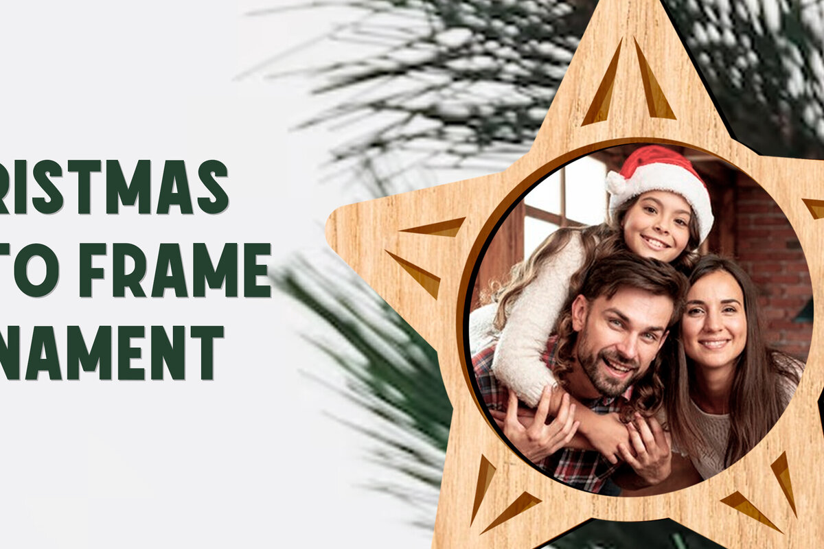 Intra απο ξύλο plywood 3mm-4mm πάχος – Star. Χριστουγεννιάτικο στολίδι κορνίζας Δίασταση  20x20 cm INTRAFABR-81910382