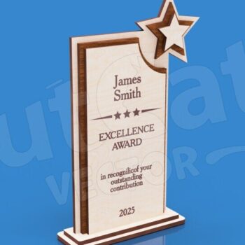 Intra απο ξύλο plywood 3mm-4mm πάχος – Star Trophy - Σήμα βραβείου αριστείας Δίασταση  20x20 cm INTRAFABR-123650020 - Image 1