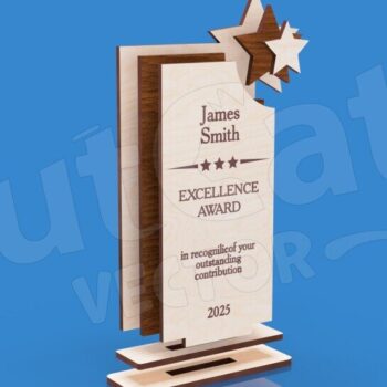 Intra απο ξύλο plywood 3mm-4mm πάχος – Star Trophy - Σήμα βραβείου αριστείας Δίασταση  20x20 cm INTRAFABR-123650020 - Image 2