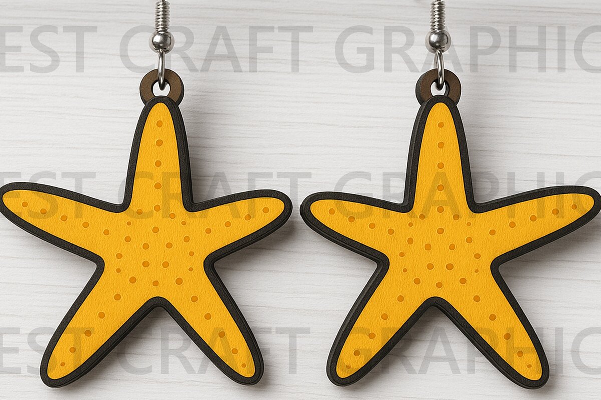 Intra απο ξύλο plywood 3mm-4mm πάχος – Αστερίας Σκουλαρίκια Δίασταση  5x5 cm INTRAFABR-123010251