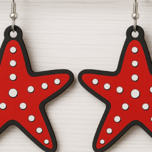 Intra απο ξύλο plywood 3mm-4mm πάχος – Σκουλαρίκια αστερίας για το καλοκαίρι Δίασταση  5x5 cm INTRAFABR-123011818