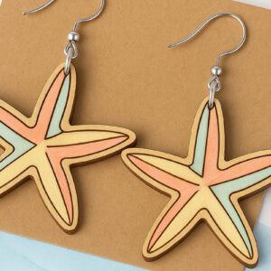 Intra απο ξύλο plywood 3mm-4mm πάχος – Σκουλαρίκια αστερίας Δίασταση  5x5 cm INTRAFABR-123757207