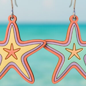 Intra απο ξύλο plywood 3mm-4mm πάχος – Starfish Earrings Sea File Δίασταση  5x5 cm INTRAFABR-123757347