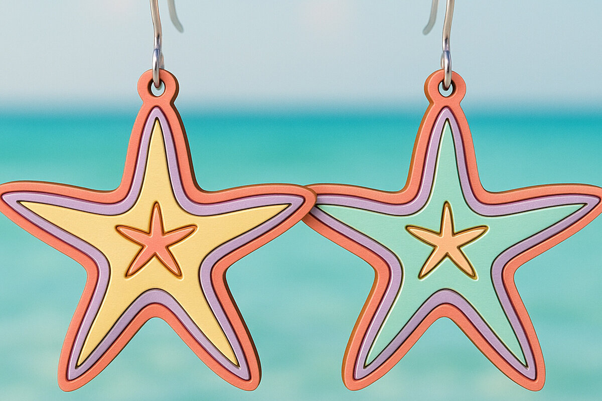 Intra απο ξύλο plywood 3mm-4mm πάχος – Starfish Earrings Sea File Δίασταση  5x5 cm INTRAFABR-123757347