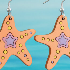 Intra απο ξύλο plywood 3mm-4mm πάχος – Starfish Fun Earrings Δίασταση  5x5 cm INTRAFABR-123757414