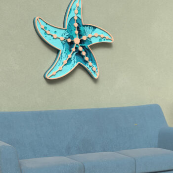 Intra απο ξύλο plywood 3mm-4mm πάχος – Σκηνή ωκεανού αστερίας - τρισδιάστατη Δίασταση  20x20 cm INTRAFABR-119652173 - Image 4