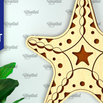 Intra απο ξύλο plywood 3mm-4mm πάχος – στολίδι αστερίας Δίασταση  20x20 cm INTRAFABR-99132730 - Image 1