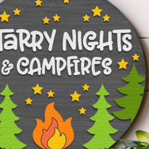 Intra απο ξύλο plywood 3mm-4mm πάχος – Starry Nights and Campfires Δίασταση  20x20 cm INTRAFABR-121360412