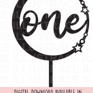 Intra απο ξύλο plywood 3mm-4mm πάχος – Stars and Moon Cake Topper Δίασταση  20x20 cm INTRAFABR-85822615