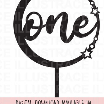 Intra απο ξύλο plywood 3mm-4mm πάχος – Stars and Moon Cake Topper Δίασταση  20x20 cm INTRAFABR-85822615 - Image 1