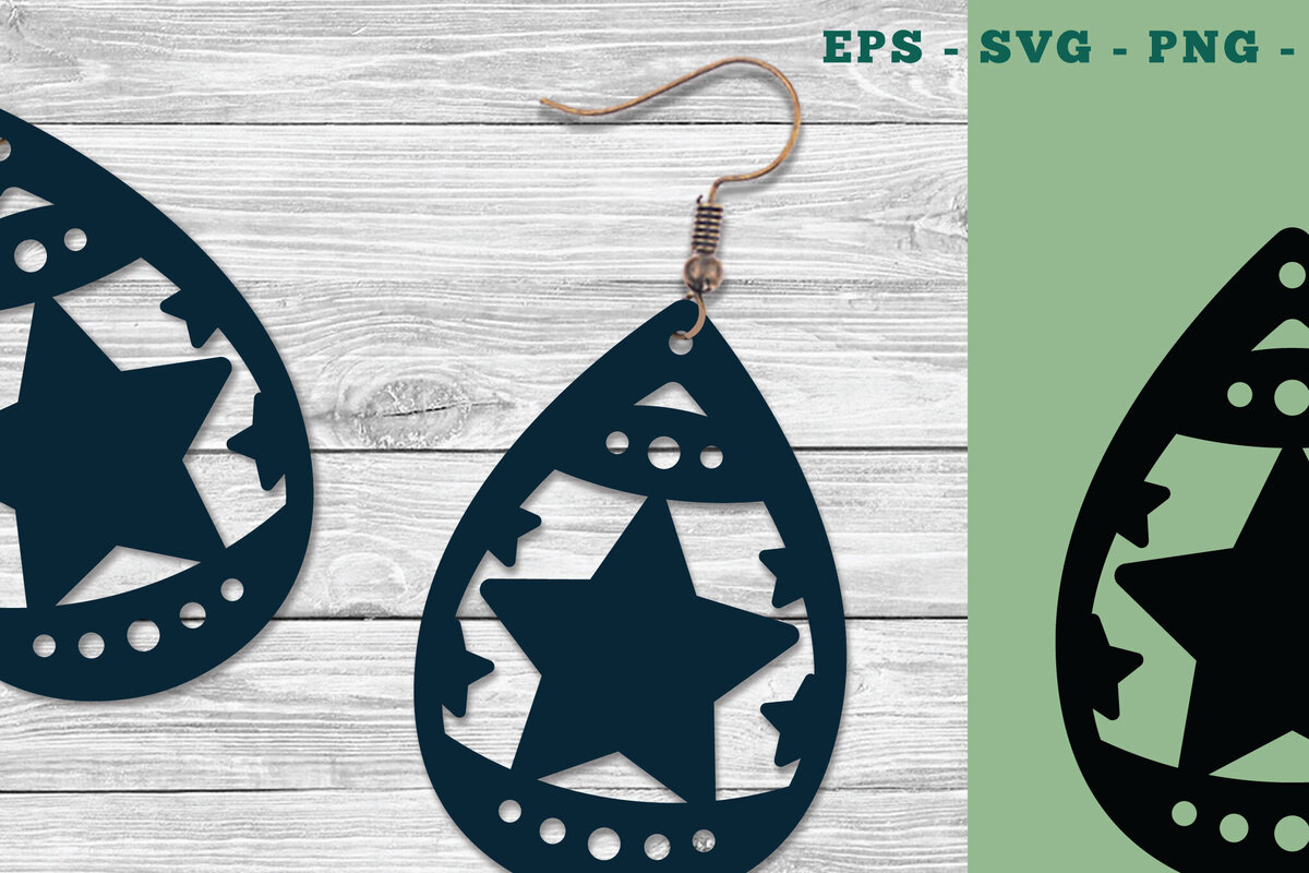 Intra απο ξύλο plywood 3mm-4mm πάχος – Stars Earrings Design 1 Δίασταση  5x5 cm INTRAFABR-111320090