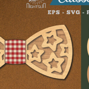 Intra απο ξύλο plywood 3mm-4mm πάχος – Παπιγιόν Stars Δίασταση  20x20 cm INTRAFABR-112131574