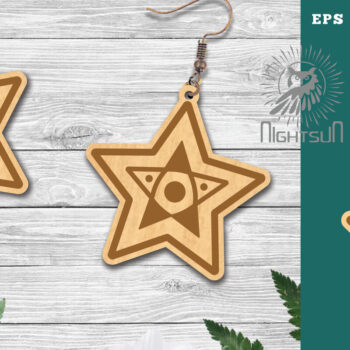 Intra απο ξύλο plywood 3mm-4mm πάχος – Σκουλαρίκια Stars 1 Δίασταση  5x5 cm INTRAFABR-112769241 - Image 1