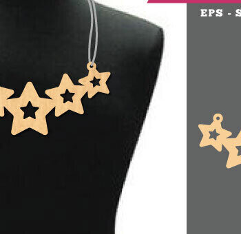 Intra απο ξύλο plywood 3mm-4mm πάχος – Κολιέ με λέιζερ Stars Design Δίασταση 40x30 cm INTRAFABR-107491418 - Image 1